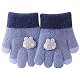 [eigenn] 手袋 子供用 キッズ ベビー 赤ちゃん モコモコ グローブ 秋冬 保温 防寒 児童 5本指 女の子 男の子 兎 通園 自転車 お出かけ 可愛い 0-3才 (ブルー)