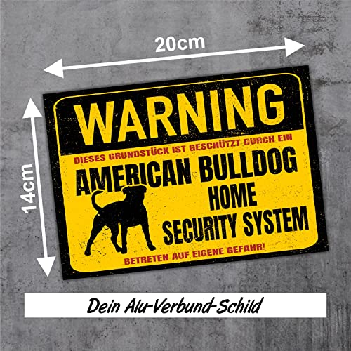 American Bulldog USA Dog Schild Warning Security System Türschild Hundeschild Warnschild