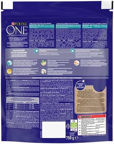 Purina ONE 7+ Dry Cat Food Rich in Chicken 750g, Pack of 4