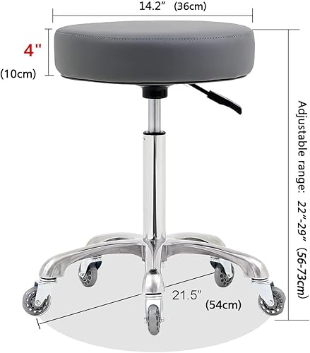 Miniatura 6 de Taburete rodante con ruedas, taburete resistente de 400 libras para tienda de guitarra, laboratorio, tatuaje, banco de trabajo médico, silla