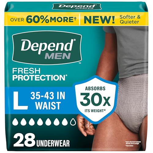 Depend Fresh Protection Adult Diapers, Incontinence Underwear for Men, Disposable, Maximum, Large,...