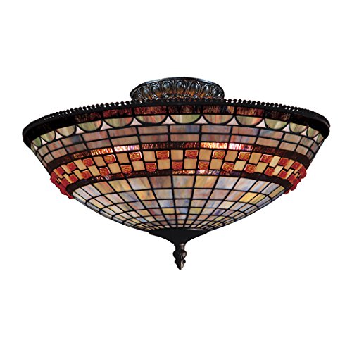 🔥 Elk 934-Cb Jewel Stone 3-Light Semi-Flush Mount, 8-Inch, Classic Bronze