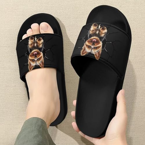Casual House Slippers Womens Thick Sole Non-Slip Shower Slides Lightweight Quick Drying Sandals for Traveling Size 6-13.5 Black Sole3