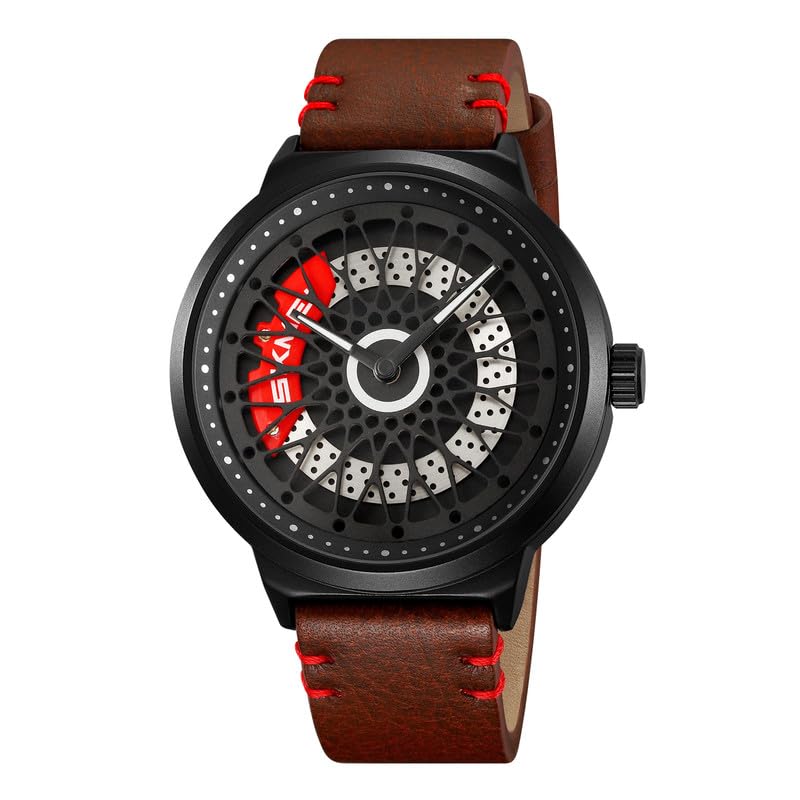 SKMEI Mens Leather Quartz Analog Wrist Watch, Dial_Black, Band_Brown (B0D76RWL4L) Amazon Price History, Amazon Price Tracker