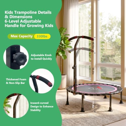 40" Toddler Trampoline for Kids, Kids Trampoline Ages 1–6 Indoor & Outdoor — view 2