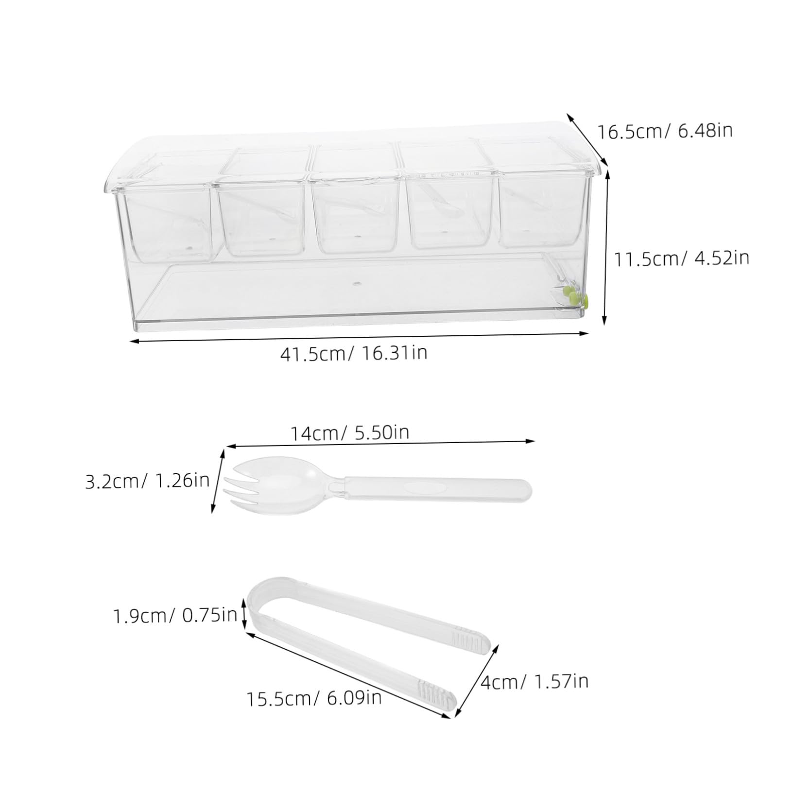 Ipetboom Plateau de Service Réfrigéré Compartimenté avec Couvercle Bac à Condiments Plastique Cases pour Buffet Fruits Sauces et Garnitures Set Complet avec Accessoires pour Événements et