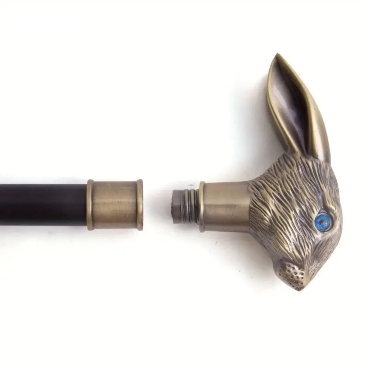 Gehstock mit Hasenkopf schwere Ausführung Bronze Alice im Wunderland Kaninchen Hase Spazierstock