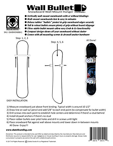 SkateHoarding Wand Bullet Snowboard-Wandhalterung Display Aufhänger Rack – Bild 6