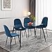 GOLDFAN Stół kuchenny i 4 krzesła, prostokątny, szklany stół jadalny i miękkie aksamitne krzesła do jadalni, 120 cm, niebieski