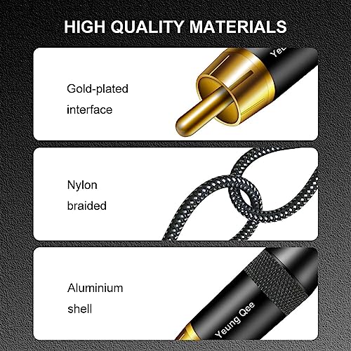 Yeung Qee RCA Digital Audio Coaxial Cable 4m, Braided RCA Male to Male 5.1 SPDIF Digital Stereo Audio Cable RCA Video Cord for Home Theater, HDTV, Subwoofer, Hi-Fi Systems(4m) - Image 3