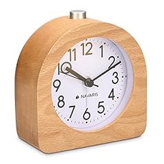 Navaris Wood Analog Alarm Clock Half Round Battery Operated Non Ticking Clock with Snooze Button photo Navaris Wood Analog Alarm Clock Half Round Battery Operated Non Ticking Clock with Snooze Button