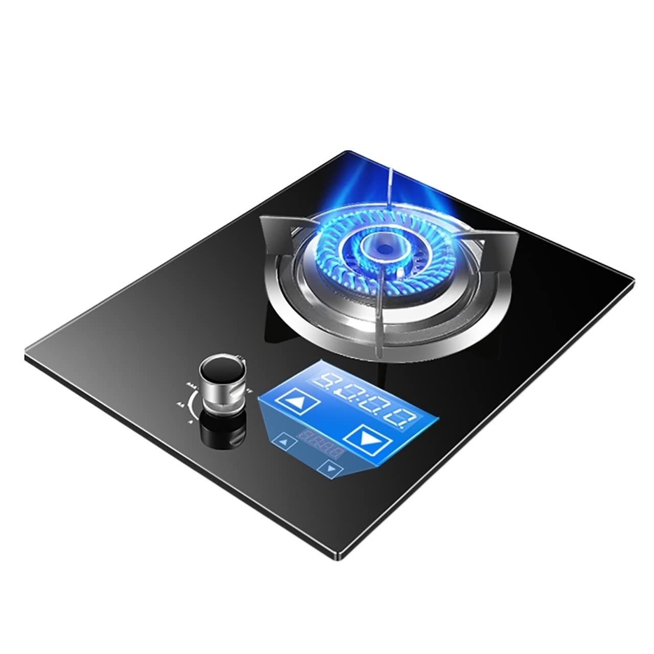 Gas Hob Built-In Gas Cooktop 5.2Kw Glass Cooker Hob 1 Burner, With Zinc Alloy Knob &amp; Flame Failure Protection (E NG) (D NG)