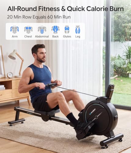 Image of Wenoker Rowing Machine for Home, Magnetic Rower Machine, 350 LB Weight Capacity, 16-Level Silent Resistance Row Machine for Gym Exercise