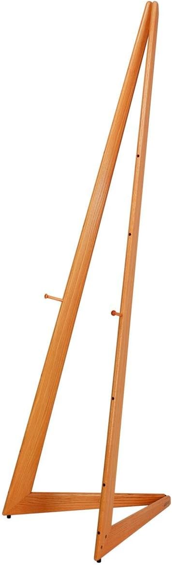 Wooden Display Easel with Height-Adjustable Pegs, Bifold Design, 65 inches Tall - Honey Wheat