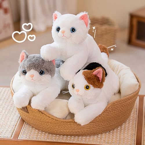 Image of PEACH CAT Cat Plush Cute Kitten Stuffed Animal Soft Plushies Toy Pillow Gifts for Kids Grey 17.7 inch