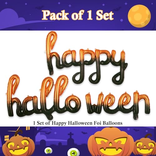 Image of Rozi Decoration Happy Halloween Foil Balloons | Party Decorations Scary | Balloon Pack of 1 Set, Multicolor