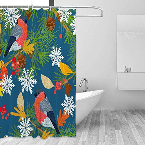 Rideau de douche forêt en polyester 168x183 cm avec 12 crochets