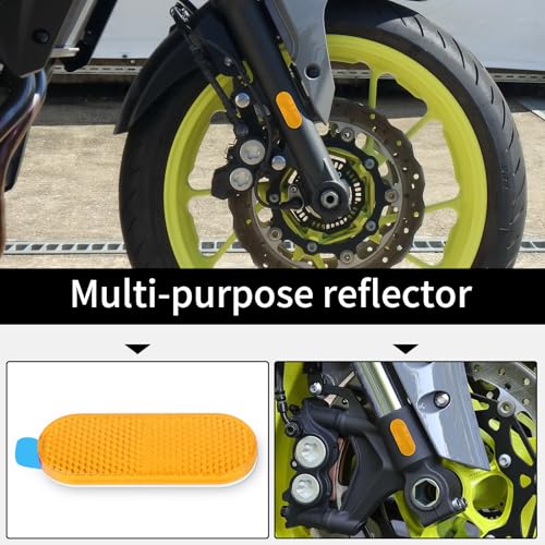 Image of 10 Pack Oval Reflectors Yellow Self Adhesive Quick Mount for Driveway Fence Gate Posts Trailers Safety Reflectors Automobiles Boats Mailboxes Reflector