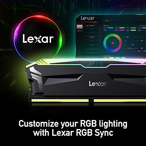 Image of Lexar 32GB (2x16GB) ARES RGB DDR4 RAM 3600MT /s CL18 1.35V Desktop Memory, Compatible with Intel XMP 2.0 and AMD Ryzen, Black (LD4BU016G-R3600GDLA)