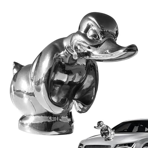 kikxj Angry Rubber Duck Hood Ornament, Zelfklevende Eend Auto Emblemen, Kleine Boze Eend voor Trucks Decors, Hood Ornament Grappig, voor Semi Trucks Club Bar Pub Wanddecoratie (Zilver)