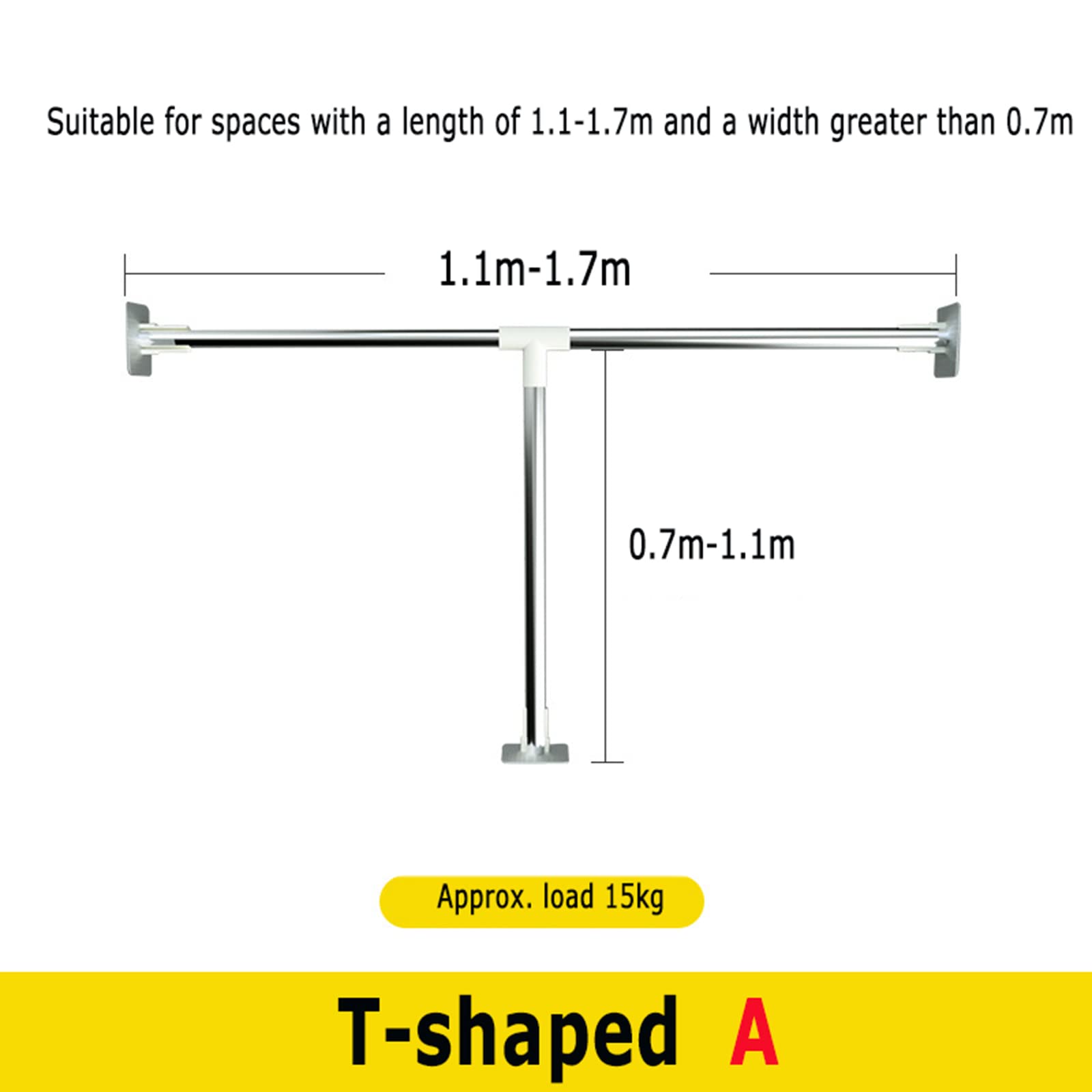 Barra de ducha extensible T-Sd ajustable de acero inoxidable sin taladro para baño y exhibición de ropa (tamaño: A 110-170+70-110 cm)