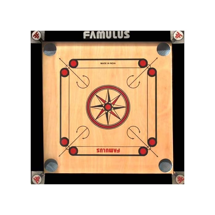 Buy Famulus Carrom Board 20 inch with Coins, Striker and Powder Gloss