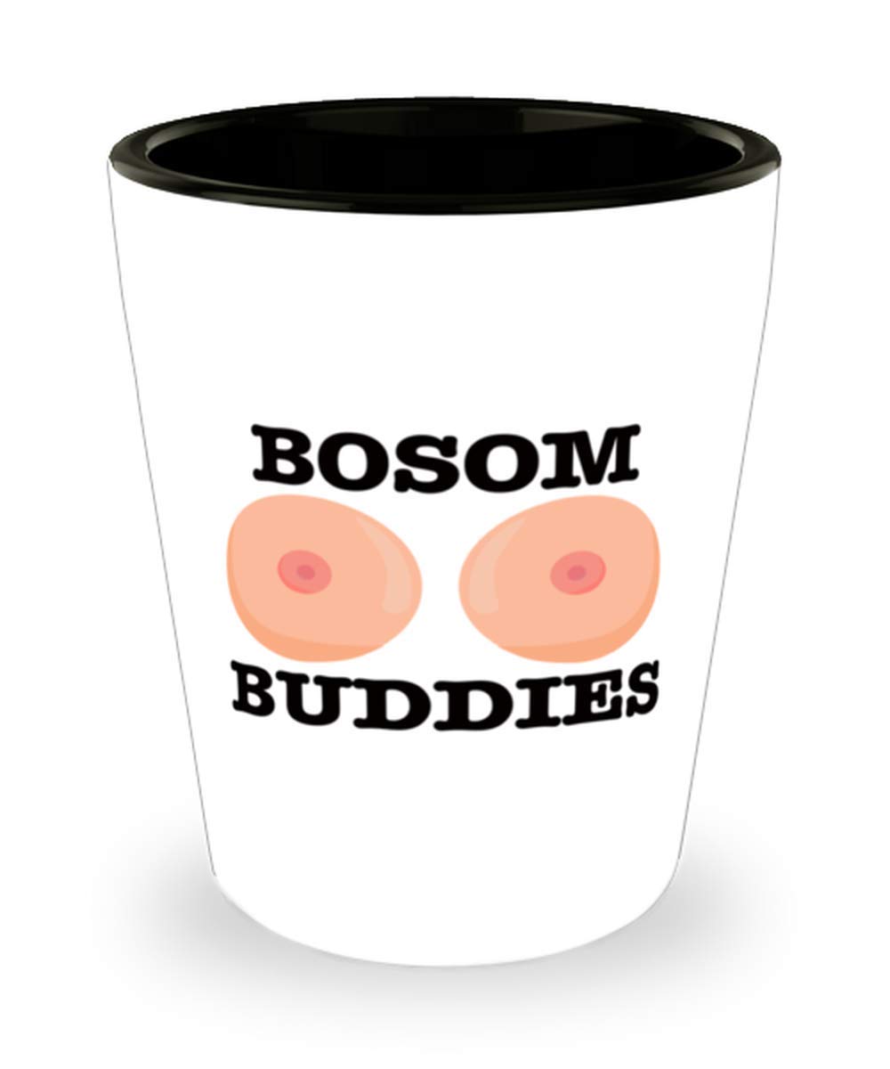 mmandiDESIGNS Bosom Buddies Shot Glass 1.5oz Ceramic Collectable Bar Jigger for Man Cave She Shed
