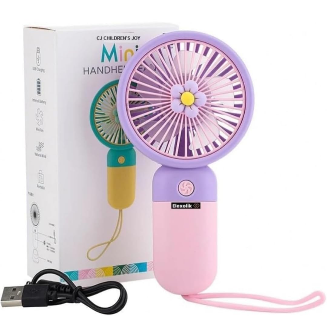 Alpenia Mini Rechargeable Fan, Portable Fan with 3 Speed Modes, High Speed Motor,Type-C Charging Port(MULTICOLOR)-image-34