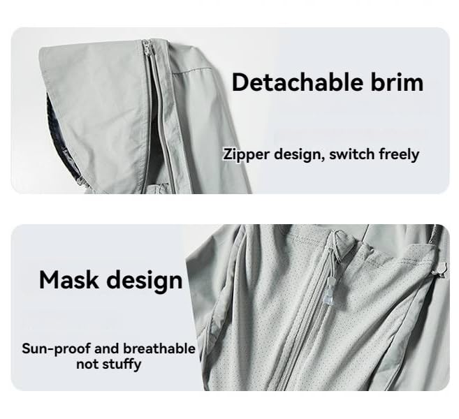 Verano SPF50 - Camisas de protección solar para hombre, de seda de hielo, transpirable, con capucha, para pesca