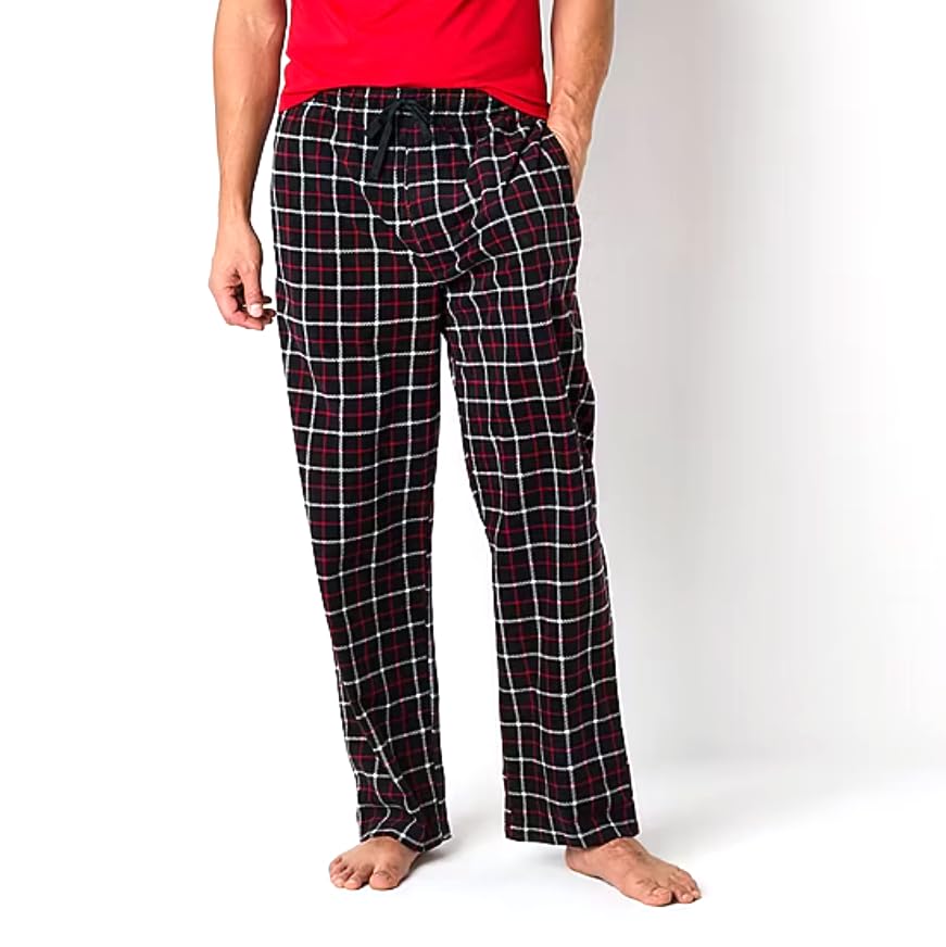 St. John's Bay Men's 1 or 2-Pack 100% Polyester Lightweight Microfleece Elastic-Waist Pajama Bottoms, 2 Side Slip Pockets2