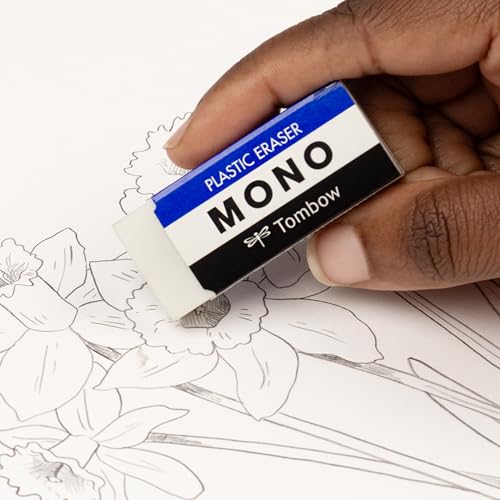 Image of Tombow 57324 MONO Eraser, White, Medium, 3-Pack. Cleanly Removes Marks