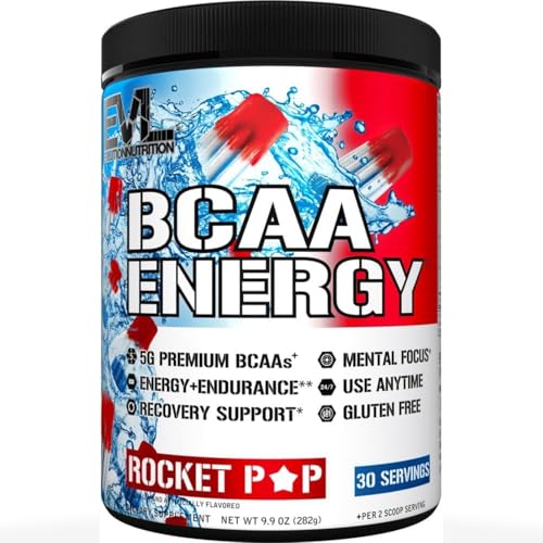 Image of EVL BCAAs Amino Acids Powder - BCAA Energy Pre Workout Powder for Muscle Recovery Lean Growth and Endurance - Rehydrating Post Workout Recovery Drink with Natural Caffeine - Rocket Pop
