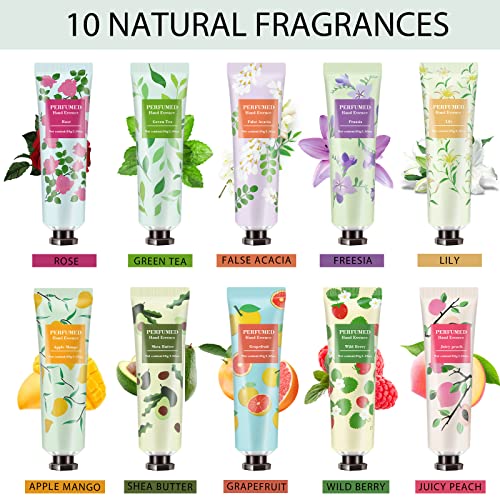 Ownest 10 Pack Fruits Extract Fragrance Hand Cream, Moisturizing Hand Care Cream Travel Gift Set,For Men And Women-30Ml #TOP4