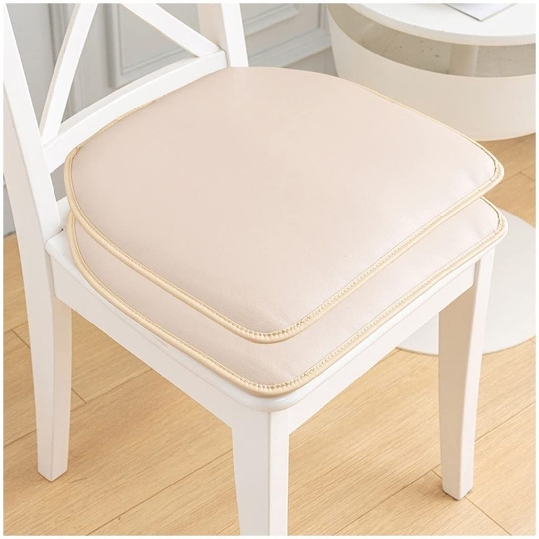 Dining Chair Cushion, Set Of 1/2/4 Leather Seat Cushion, Waterproof Dining Chair Pads Office Seat Cushions With Ties, Non-slip, Comfortable And Durable ( Color : Beige , Size : 40x43cm(Set Of 2) )