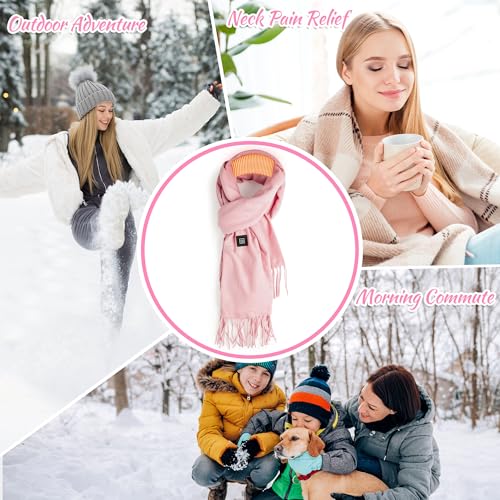 Beheizbarer Schal mit 3 Temperatureinstellungen, USB-Elektroschal zur Linderung von Nackenschmerzen, weiche, warme Winterschals für Damen Herren, ideal für den Winterpendelverkehr im Freien (Schwarz)