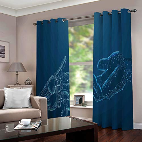 Rideau occultant à oeillets 3D bleu isolant thermique 140x260 cm x2