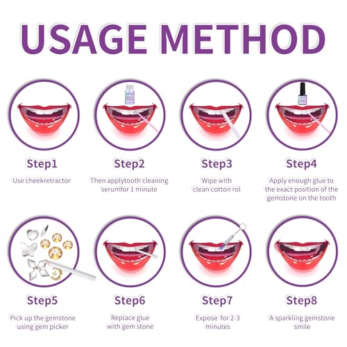 Image of DIY Tooth Gem Kit, 120+ Crystals | Sparkling Crystals Jewelry,with applicator and tools.,Long-lasting shine,Easy to apply and remove,for beginners