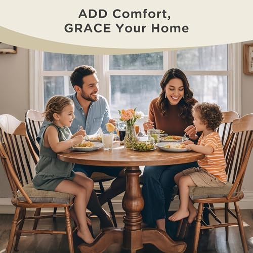 Image of AddGrace Chair Cushions for Dining Chairs Set of 4 Kitchen Seat Cushions with Ties and Non Slip Backing Tufted Indoor Seat Pad for Kitchen Dining Room 18 inch x 17 inch x 3 inch Light Brown