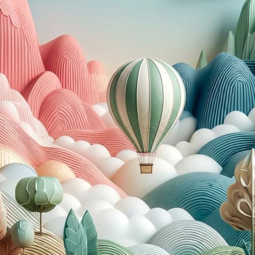 Image of Home Sizzler 7D Pastel Air Balloon & Abstract Mountain Eyelet Polyester Room Darkening Door Curtains - 7 Feet (Pack of 1)