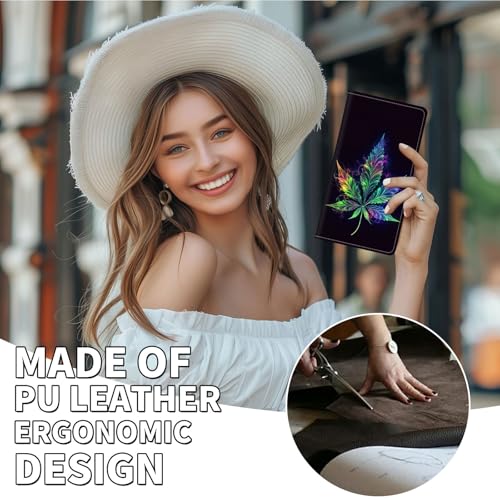 Wallet Women Ultra Slim Thim PU Leather Womens Wallet RFID Blocking Credit Card Holder Bifold Long Ladies Billfold, Colourful Marijuana Leaf4