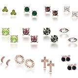 10Pairs/12Pairs Small Cute Simple Post Stud Earrings Gold Tone Set (0#)