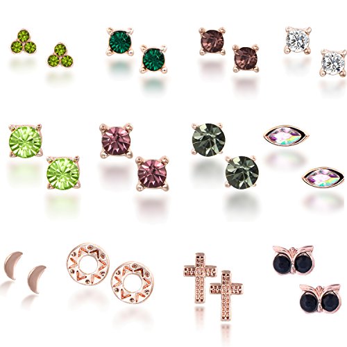 10Pairs/12Pairs Small Cute Simple Post Stud Earrings Gold Tone Set (0#)
