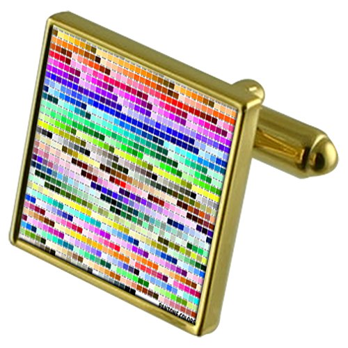 Gemelos de tono oro Pantone de cristal y sujeta corbatas para bodas y reuniones de negocios