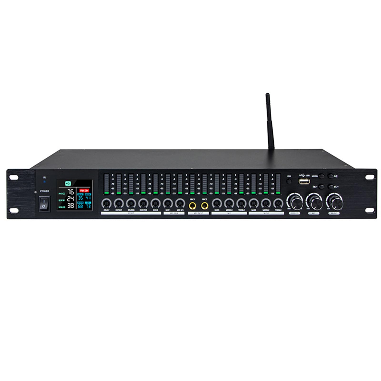Efectos De Pre-Etapa Profesionales, Procesador De Audio Digital KTV Reverberation, Pantalla De Espectro, Interfaz De Micrófono, Control Independiente, Anti-aullidos, para Karaoke, Conciertos