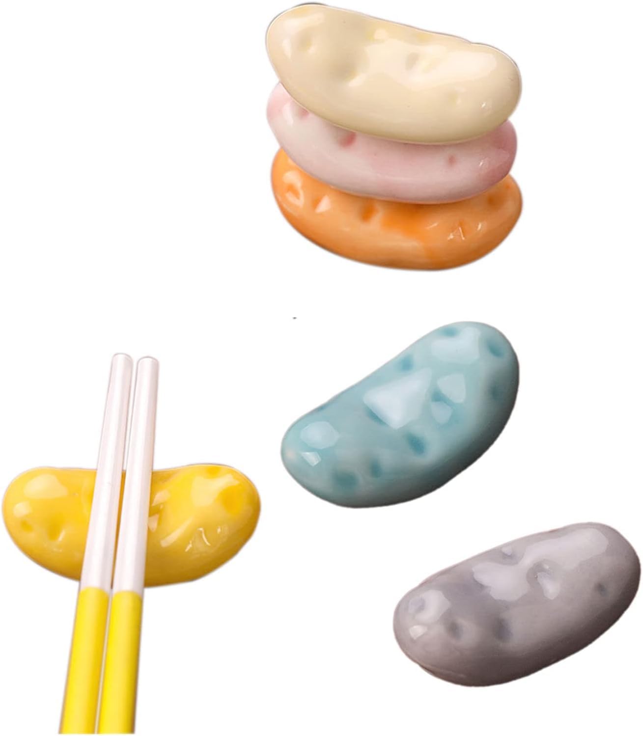 Japoński ceramiczny stojak na pałeczki, Lovely Little Potatoes Podstawka pod pałeczki, podstawki pod pałeczki, stojak na pałeczki do dekoracji domu, restauracja-niebieski-zestaw 3 sztuk(Beige)