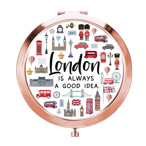 London Travel Gift for Women, London Compact Mirror for London Lovers, London Themed Gifts for London Traveller Women Friends Sisters Colleagues, Trip Gifts for Graduation Wedding Anniversary