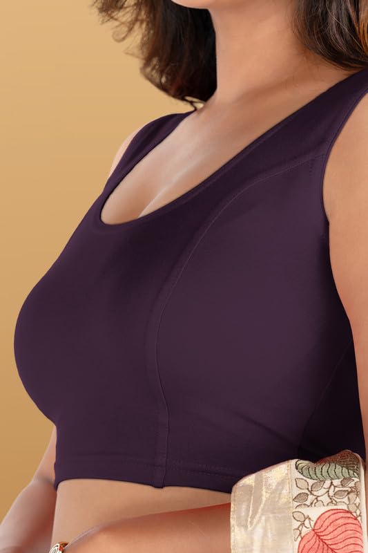 Image of Abhi Readymade Saree Blouse for Women- Sleeveless, Round Neck, Regular-fit, Stretchable, Pull-on Style Blouse