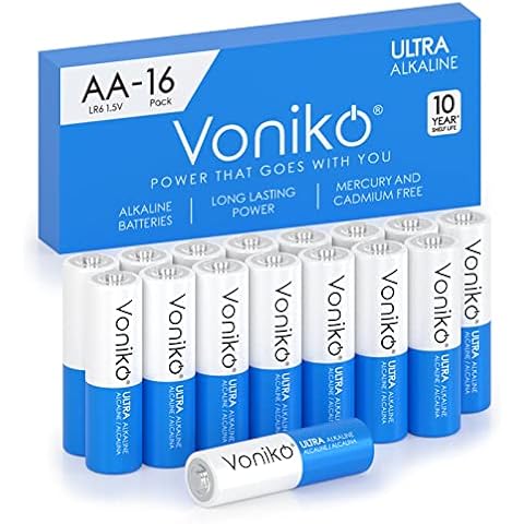 Voniko - Premium Grade AA Batteries -16 Pack- Alkaline Double A Battery - Ultra Long-Lasting, Leakproof 1.5v Batteries - 10-Year Shelf Life Cover