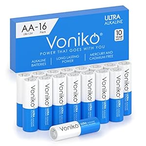 Voniko – Premium Grade AA Batteries -16 Pack- Alkaline Double A Battery – Ultra Long-Lasting, Leakproof 1.5v Batteries – 10-Year Shelf Life
