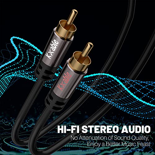 2Rca To 2Rca Cable 15 Feet, Hi-Fi Sound, Shielded, Gold-Plated, 2 Rca Male To 2 Rca Male Stereo Audio Cord For Home Theater, Hdtv, Amplifiers, Hi-Fi Systems, Car Audio, Speaker, Game Console-15 Ft #TOP2